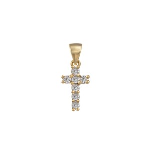 Cruz Plata Dorada con Circonitas  11 x 7 mm