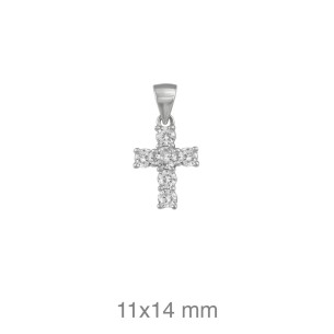 Cruz Plata Rodiada con Circonitas 14 x 11 mm 2