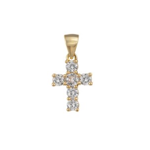 Cruz Plata Dorada con Circonitas 14 x 11 mm