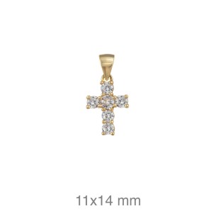 Cruz Plata Dorada con Circonitas 14 x 11 mm 2