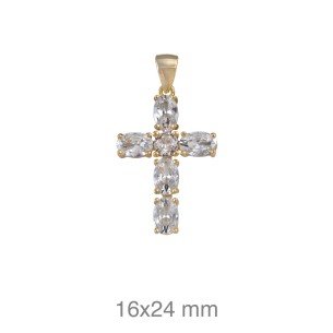Cruz Plata Dorada con Circonitas 214 x 16 mm 2