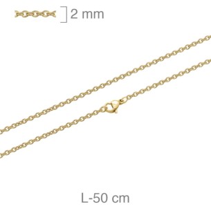 Cadena Acero Dorado Forzada 2 mm x 50 cm