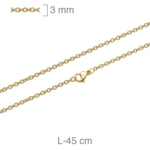 Cadena Acero Dorado Forzada 3 mm x 45 cm
