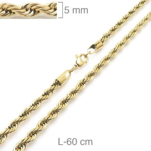 Cordón Salomónico Acero Dorado 5 mm x 60 cm