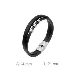 Pulsera Acero y Cuero Doble 2