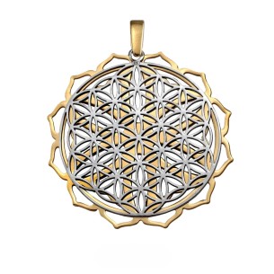 Colgante Plata Bicolor Reversible Mándala 32 mm