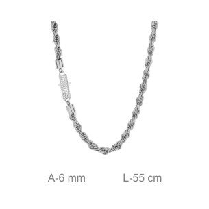 Cadena Acero Salomónico con Circonitas 56 cm 2