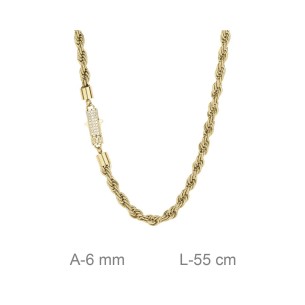 Cadena Acero Salomónico Dorado con Circonitas 56 cm 2