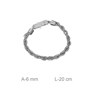 Pulsera Acero Salomónico con Circonitas 20 cm 2