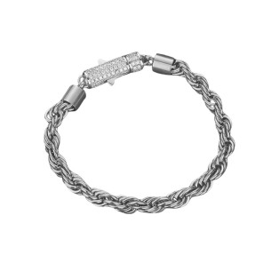 Pulsera Acero Salomónico con Circonitas 20 cm