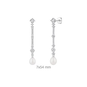 Pendiente Plata de Ley con Perla 2