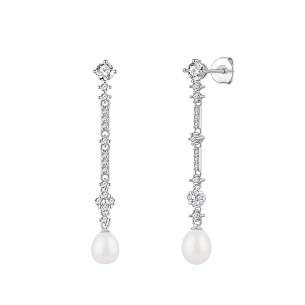 Pendiente Plata de Ley con Perla